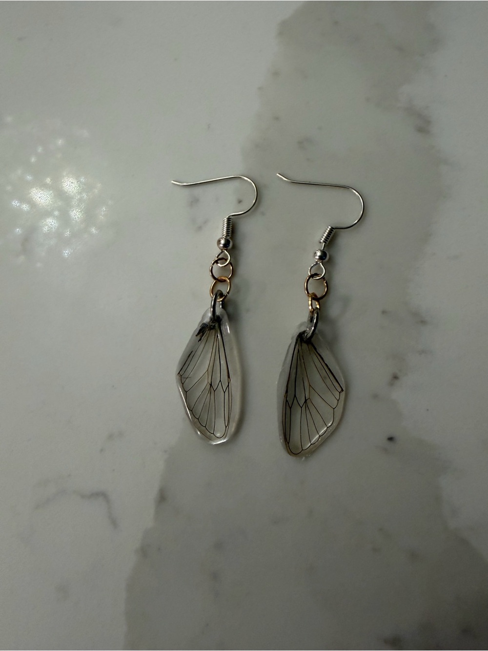 Handmade earrings made with real cicada wings